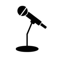 Black Silhouette Illustration Of A Microphone With Stand Graphic Element vector