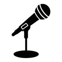Black Microphone With Stand Graphic Illustration For Music And Presentation Applications vector
