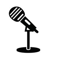 Black Microphone Icon Standing On A Stage Isolated On A White Background vector