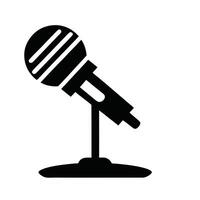 Black Microphone Stand Isolated On White Background Voice Recording Symbol vector