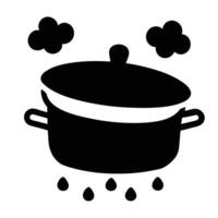 Boiling Pot Silhouette With Steam And Condensation Illustration vector