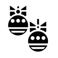 Two Christmas Ornaments With Bow Icon In Black And White Flat Design vector