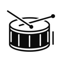 Minimalist Icon Of Snare Drum With Drumsticks In Black And White vector