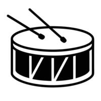 Simple Black And White Drum Illustration With Drumsticks Music Instrument Icon vector