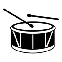 Black And White Drum Illustration With Drumsticks Musical Instrument Icon Image vector