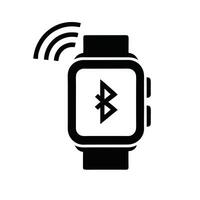 Black Smart Watch With Bluetooth Connection Icon Design Element vector
