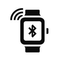 Smartwatch With Bluetooth Icon And Connection Waves Minimalist Black Design vector