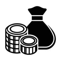 Illustration Of Bag With Money And Stack Of Coins Silhouette vector
