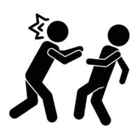 Pictogram Depicting Aggression As A Black Silhouette With Violence And Manhandling vector