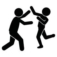 Fight Illustration Of Aggression With Stick Figures Having Conflict Expression vector