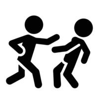 Simple Stick Figure Illustration Of Person Punching Another Person On A White Background vector