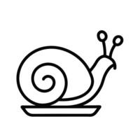 Snail Icon On Plate Illustration Simple Outline Design Graphic vector