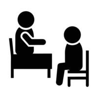 Counseling Session Pictogram Two People Discussing Problems Sitting On Chairs In Black vector