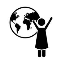 Woman Celebrating Earth Globe Global Success Empowerment Unity Silhouette vector