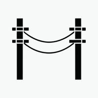Silhouette Illustration Of Utility Poles And Power Lines On White Background vector
