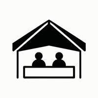 Information Desk With Two People Service Point Icon Minimalist Design vector