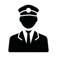 Silhouette Icon Of A Male Security Guard In Uniform With Flat Design vector