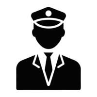Security Guard Icon In Black And White Minimalist Style Design vector