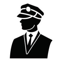 Silhouette Of A Man In Uniform With A Tie And Cap vector