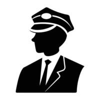 Silhouette Of A Uniformed Officer Illustration In Formal Attire vector