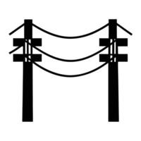 Minimalist Black And White Illustration Of Power Line Poles With Three Cables vector