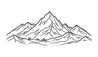 Hand drawn mountain vectors icon for coloring page use