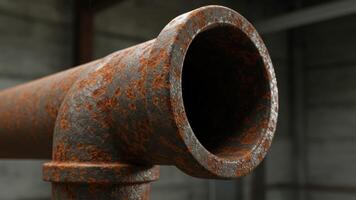 Close up of a rusted metal pipe showcasing industrial decay photo