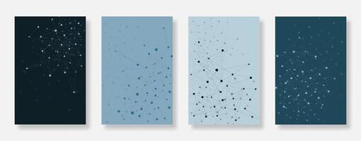 Abstract polygonal poster background set. Connecting dots and lines for science and technology concept. Suitable for social media, flyer, banner vector