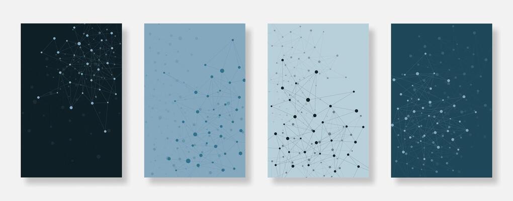 Abstract polygonal poster background set. Connecting dots and lines for science and technology concept. Suitable for social media, flyer, banner