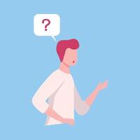 Man Thinking With Question Mark in Speech Bubble, Social Networking, Virtual Relationships Flat Illustration vector