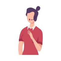 Female Journalist Making Interview, Professional Reporter Character with Headset Interviewing, Presenting News Flat Illustration vector
