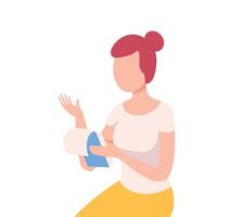 Female Journalist Writing Notes on Notepad, Professional Reporter Making Interview Flat Illustration vector