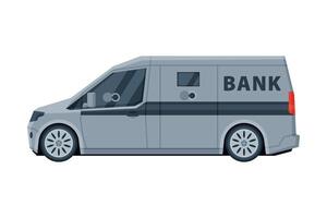Armored Cash Gray Van Car, Banking, Currency and Valuables Transportation, Bank Security Finance Service Illustration vector