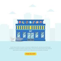 Supermarket Landing Page Template, Store Delivery Web Page, Mobile App Illustration vector