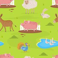 Farm Animals Seamless Pattern, Design Element Can Be Used for Fabric, Wrapping Paper, Website illustration vector