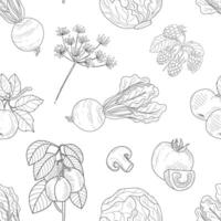 Hand Drawn Vegetables and Plants Seamless Pattern, Farm Products Design Element Can Be Used for Website, Cooking Book, Restaurant Menu, Wrapping Paper Illustration vector