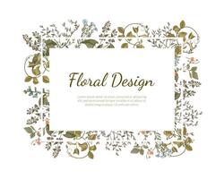 Elegant Floral Design Rectangular Frame with Place for Text, Wedding Invitation Card, Banner Template Illustration vector