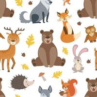 Wild Forest Animals Seamless Pattern, Design Element Can Be Used for Fabric, Wrapping Paper, Website, Wallpaper illustration vector