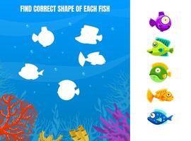 Find Correct Shape of Each Fish, Educational Game for Kids Illustration vector