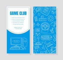 Flyer for a game club with a pattern of computer technology. illustration. vector