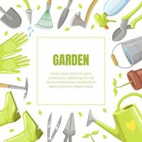 Frame from different garden tools. illustration. vector