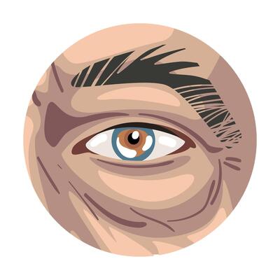 Male Eye in the Circle, Part of Human Face Illustration