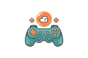 Cartoon Game Controller with Cloud Icon. vector