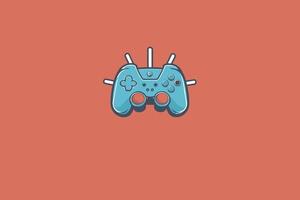 Playful Illustration of a Modern Game Controller. A vibrant cartoon-style illustration of a light teal-colored game controller set against a soft terracotta background vector