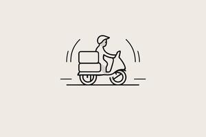 A man on a scooter with a box on the back vector