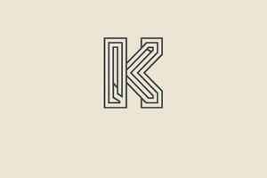 The letter k is made up of a series of lines vector