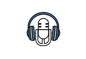 A microphone and headphones icon on a white background vector
