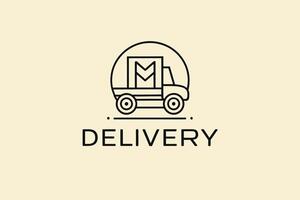 Simple Line Art Illustration of a Delivery Truck. A clean minimalist line art graphic of a delivery truck conveying a sense of efficiency and reliability vector