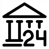 24x7 Bank icon concept in black color vector
