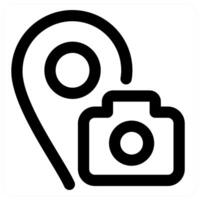 Camera Location and camera icon concept in black color vector